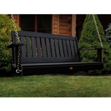 HIGHWOOD USA highwood¬Æ 4' Lehigh Outdoor Porch Swing, Eco Friendly Synthetic Wood In Black AD-PORL2-BKE